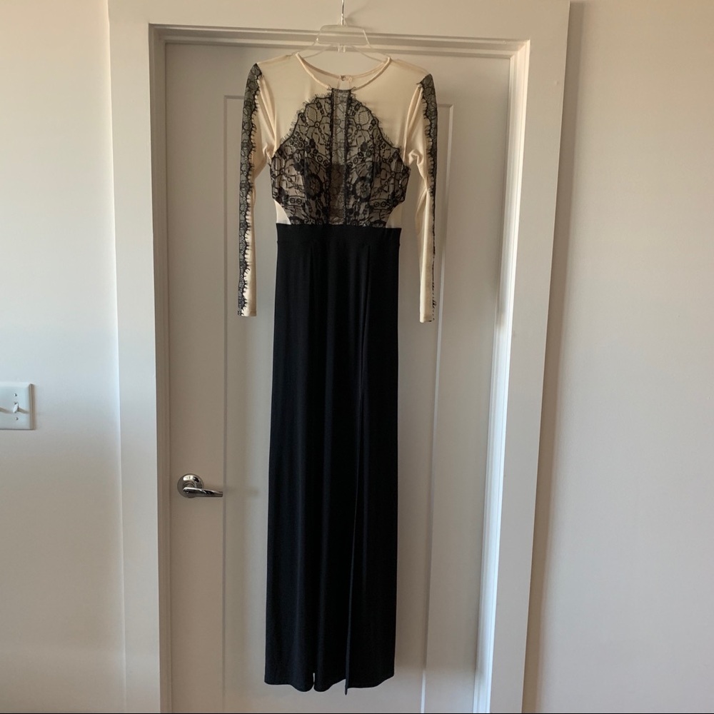 B. Smart Long Sleeve Dress in Black Lace